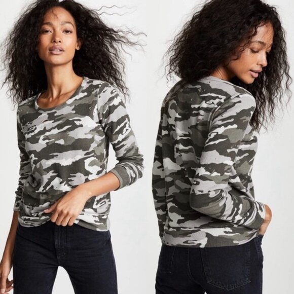 Chaser Camouflage Cozy Pullover Knit Top Size Medium - Picture 4 of 10